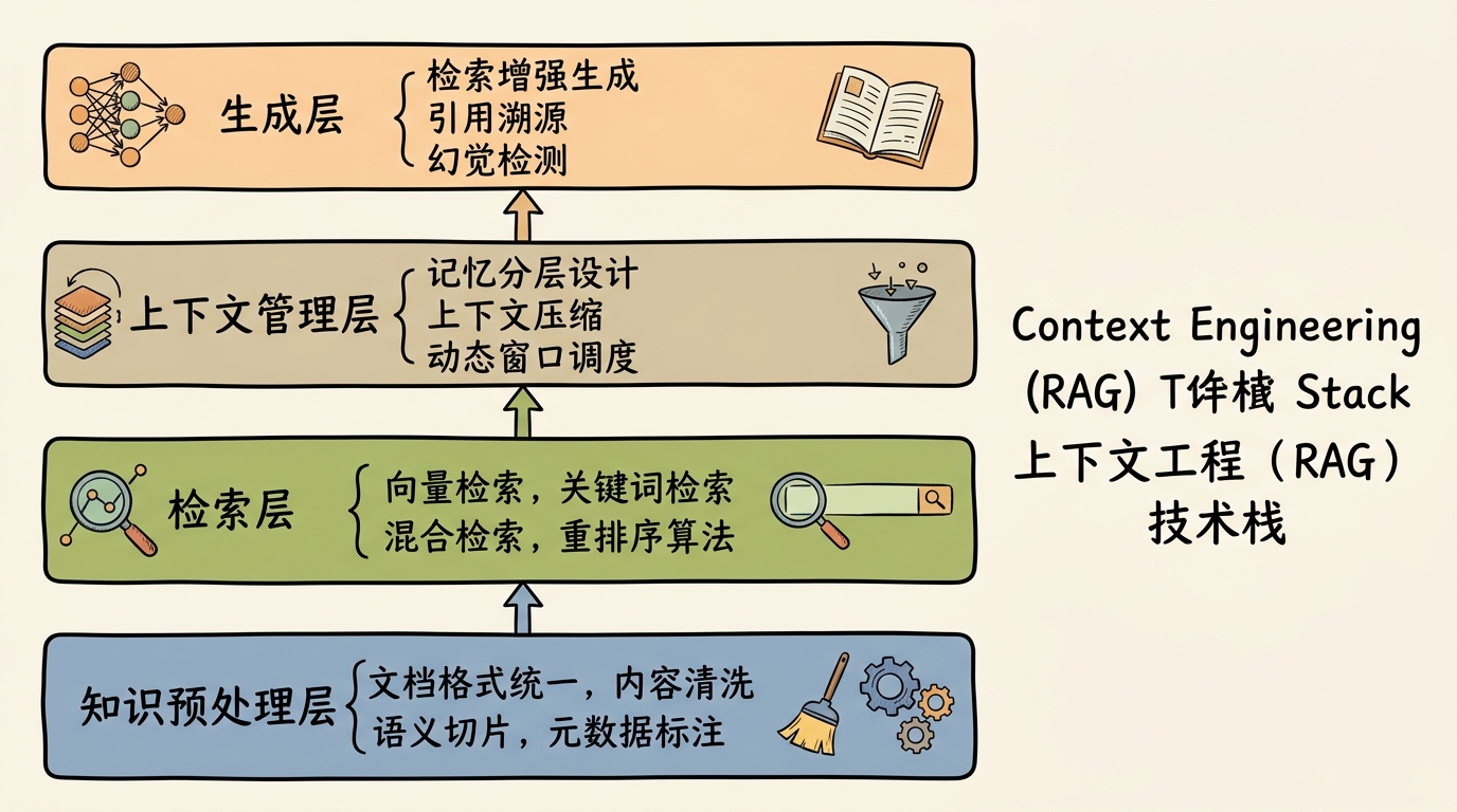 上下文工程(RAG)技术栈分层架构图