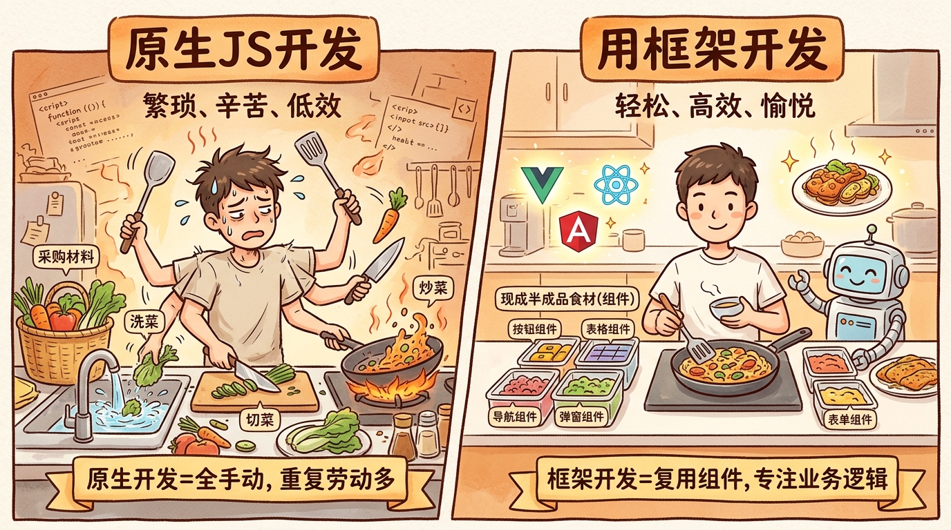 前端框架的好处：减少重复劳动