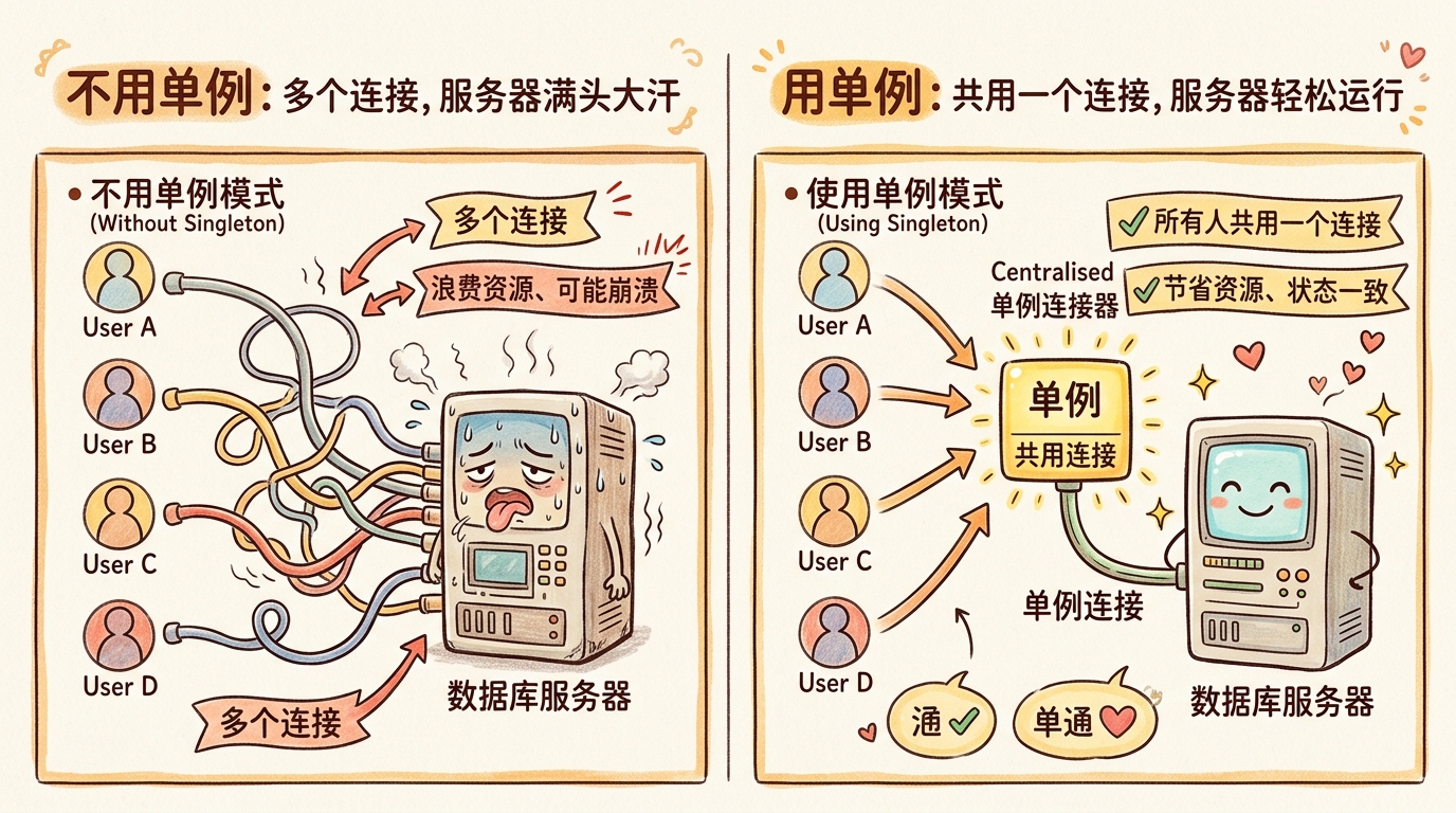 单例模式原理：全局唯一实例