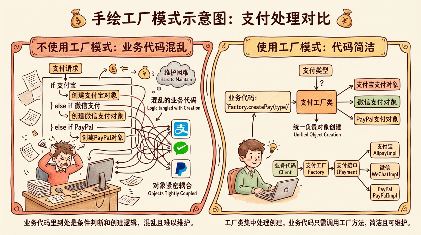 工厂模式原理：统一创建对象