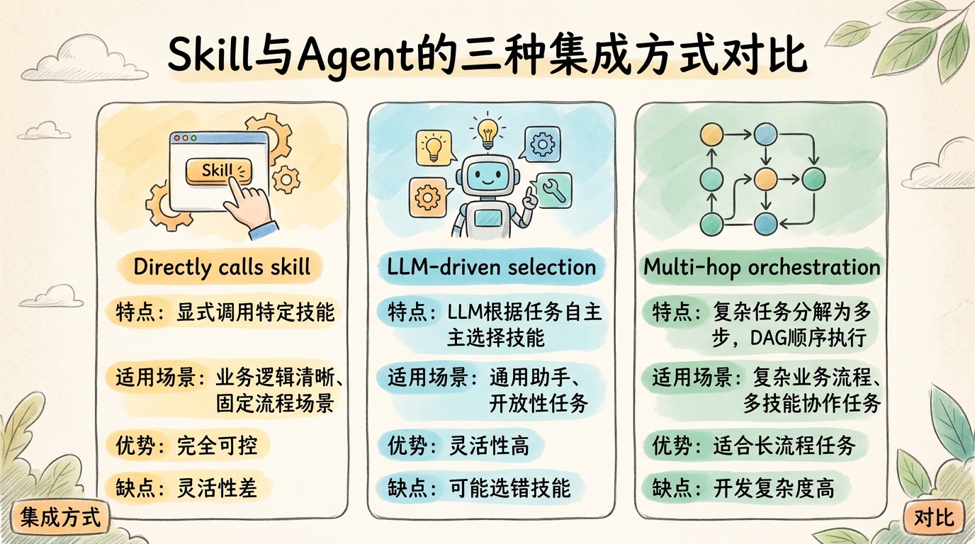 Skill与Agent的三种集成方式对比